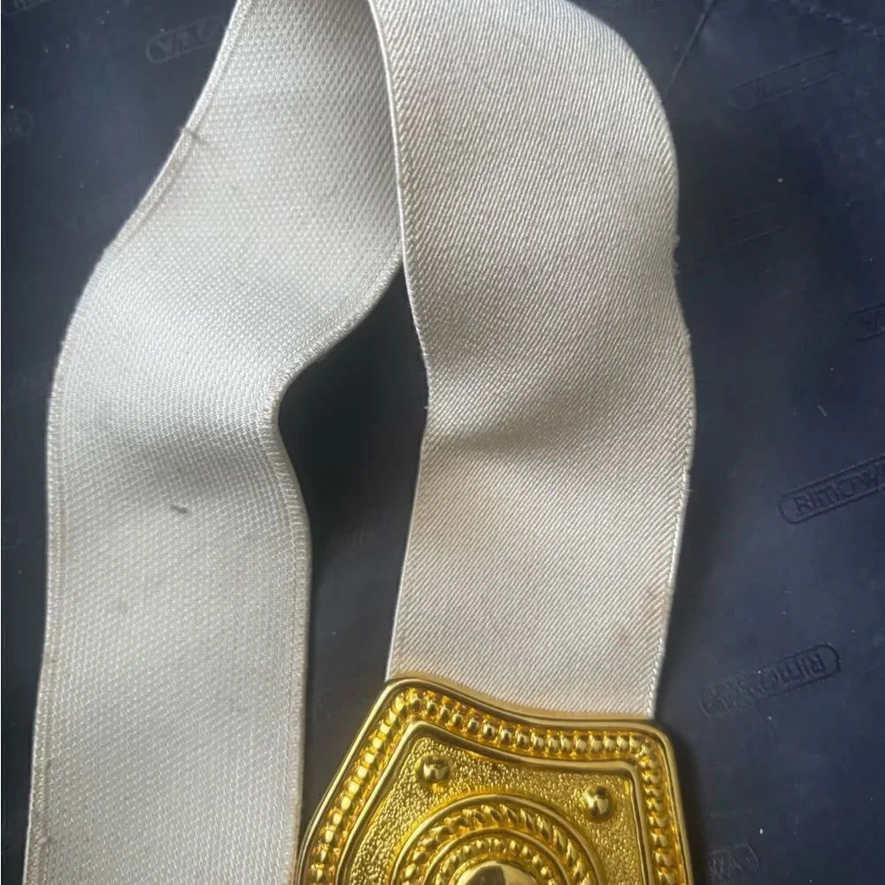 Vintage spandex dress belt gold buckle y2k vintage 1990 pearl accessory rare